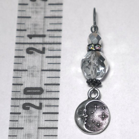 Hand Crafted Handmade Earrings Pewter & Niobium Moon & Stars Long Earrin… - Picture 4 of 5